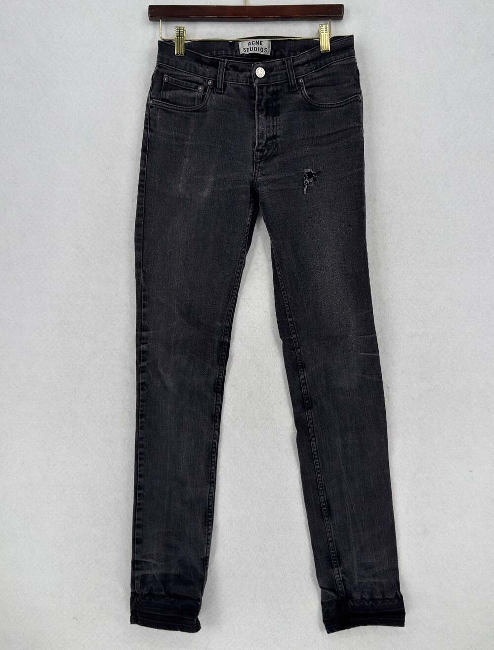 Acne Studios Ace Cash Mens Washed Black Slim Leg Denim Jeans Sz 29x34